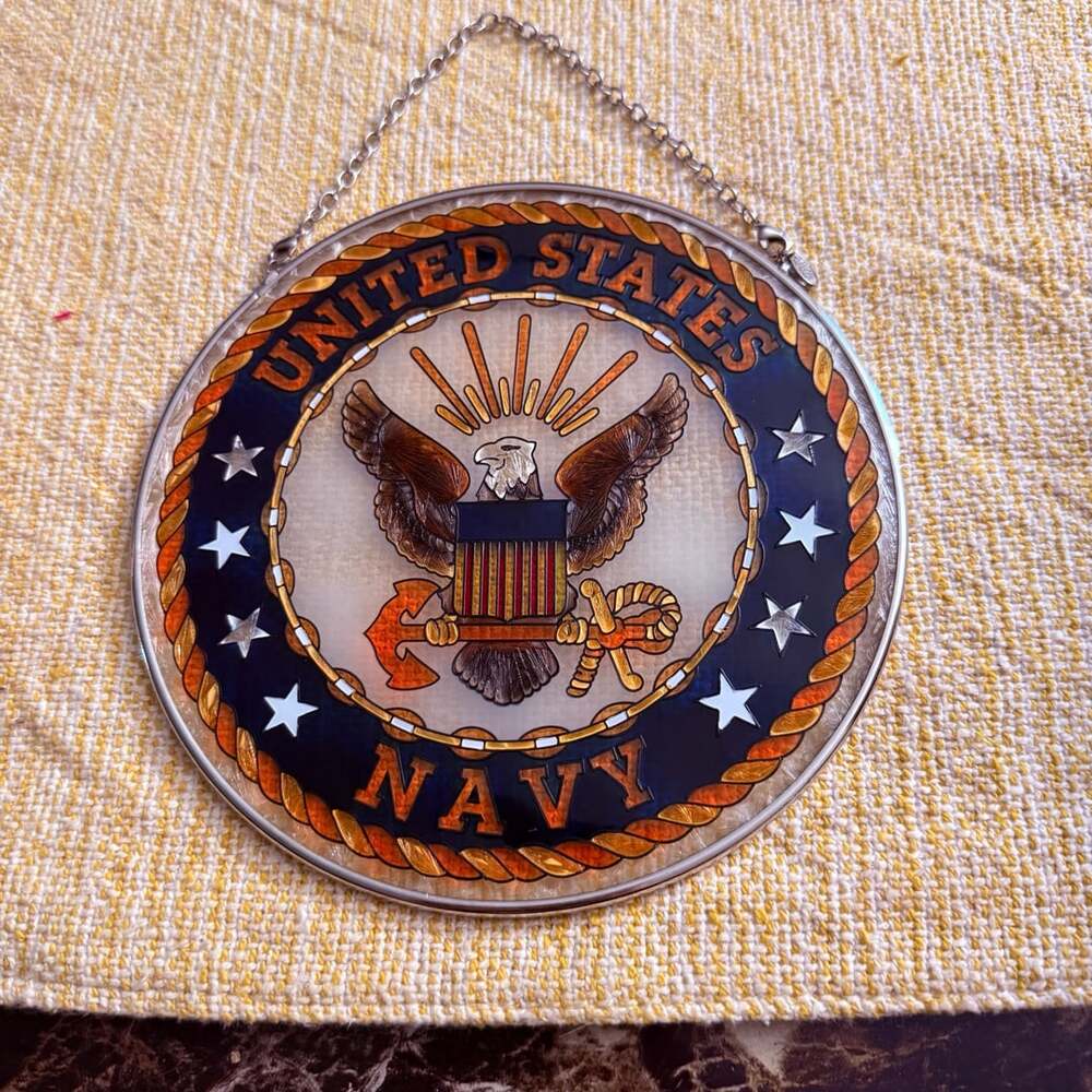 Amia US Navy Sun Catcher Stained Glass Window Hanging